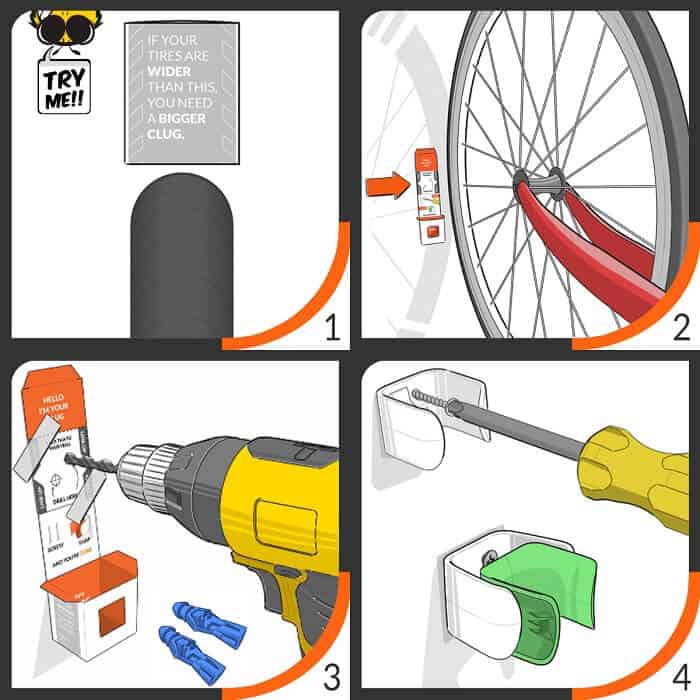 Hornit Clug Roadie Clip System Bike Storage Rack installation process.