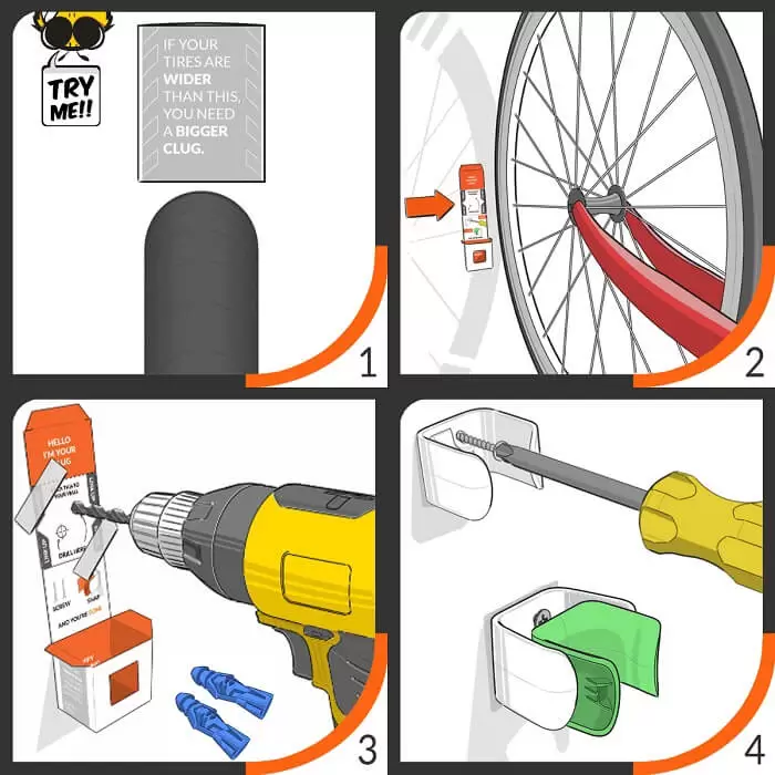 Hornit Clug Roadie Clip System Bike Storage Rack installation process.