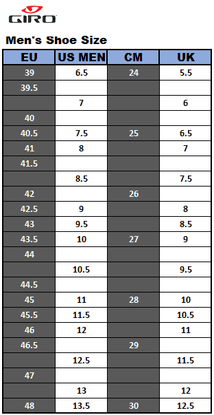 men to women size chart