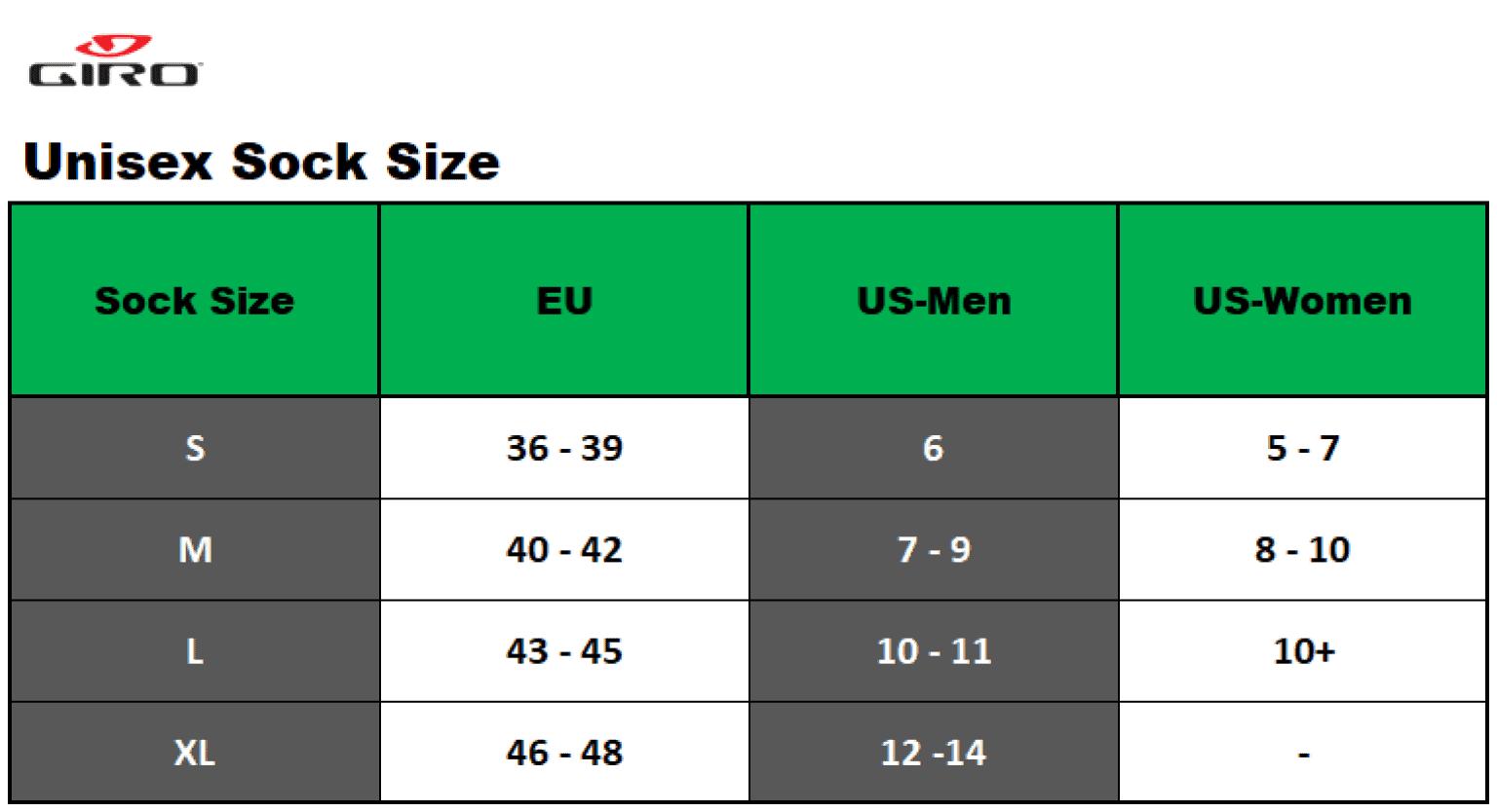 giro-cycling-shoe-size-chart-for-both-men-women