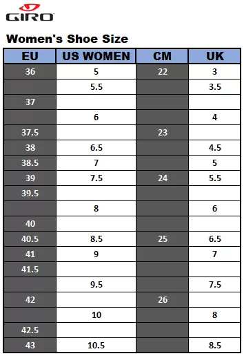 Giro women's shoe size