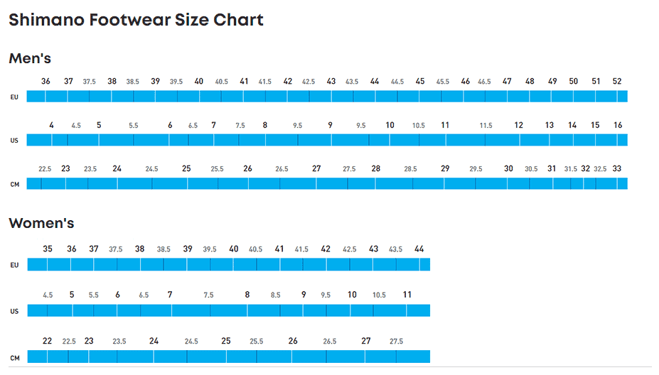 Shimano Footwear Size Chart