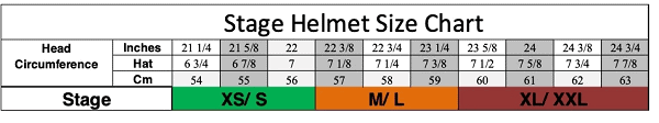 Stage helmet sizing guide