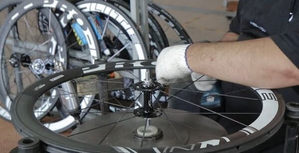 Carbon fiber wheels are often hand made