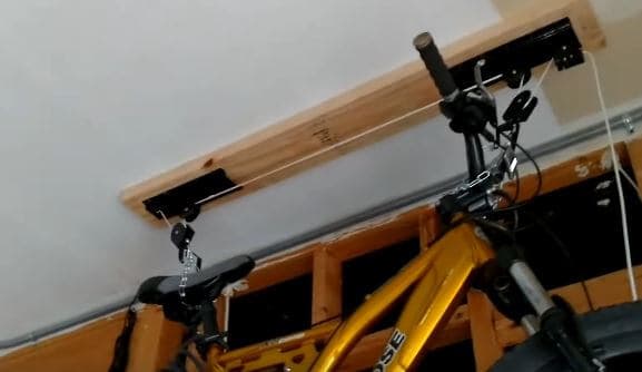 Use pulleys to store your bike