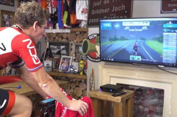 A rider using zwift